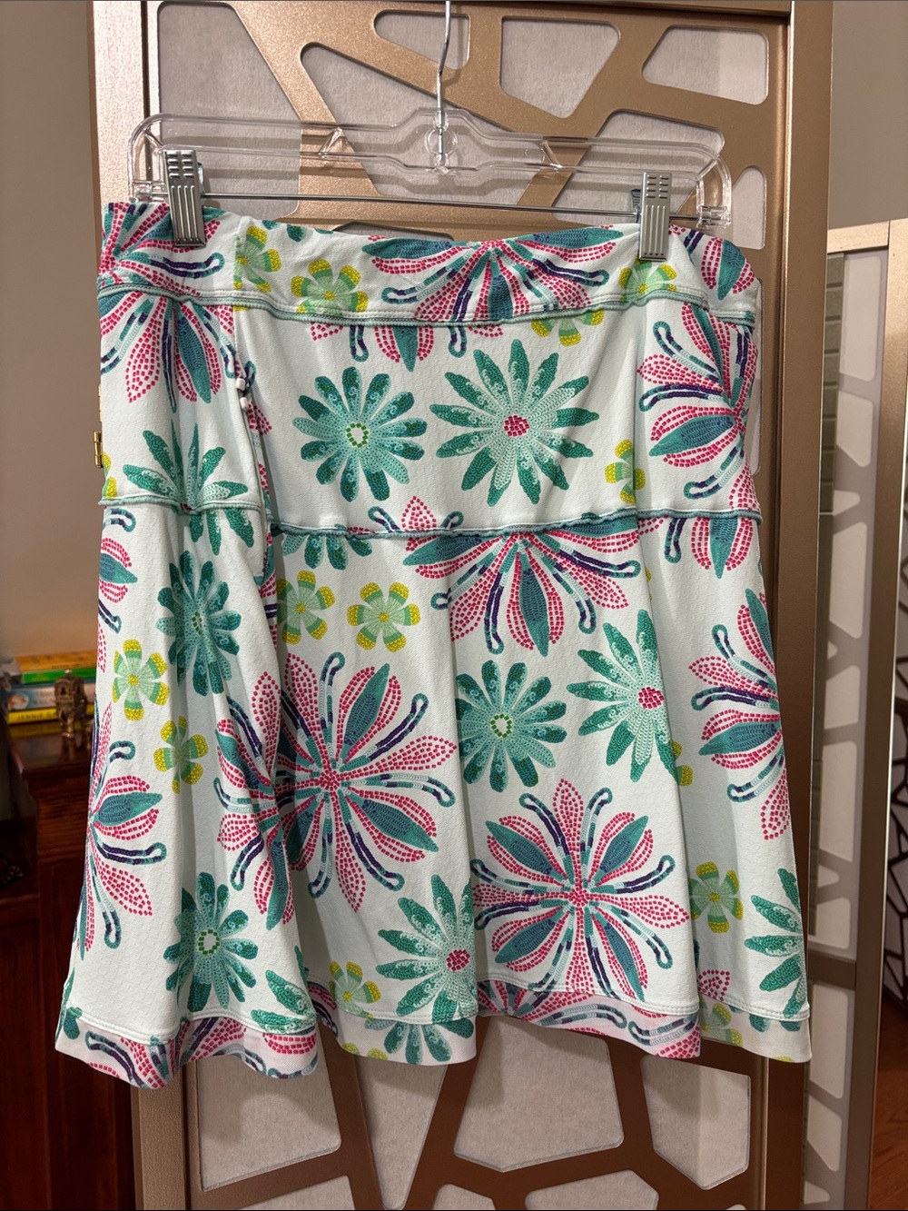 Floral Circle Skirt in Aqua, Pink & Green
